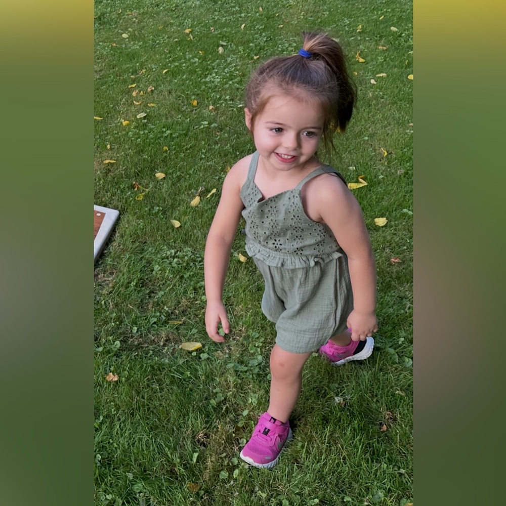 Toddler Green Eyelet Romper